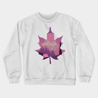 Maple Leaf Camping Mountains Sunset I Landscape Crewneck Sweatshirt